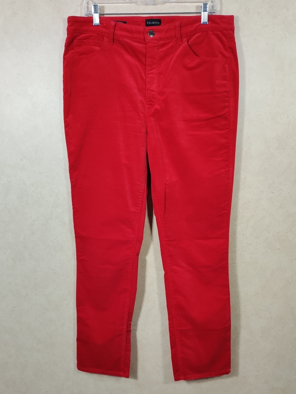 J173 Talbots Red Velveteen Straight Leg Pant 12 NEW